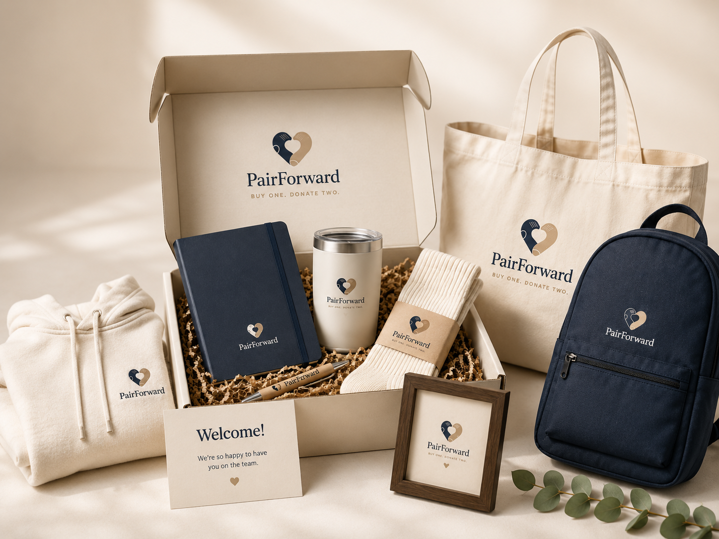 Branded employee welcome kit from PairForward